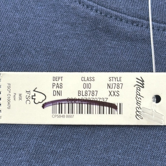 Madewell Side-Cinch Muscle Tee in Dark Nightfall size XXS NWT NJ787 - Picture 7 of 11